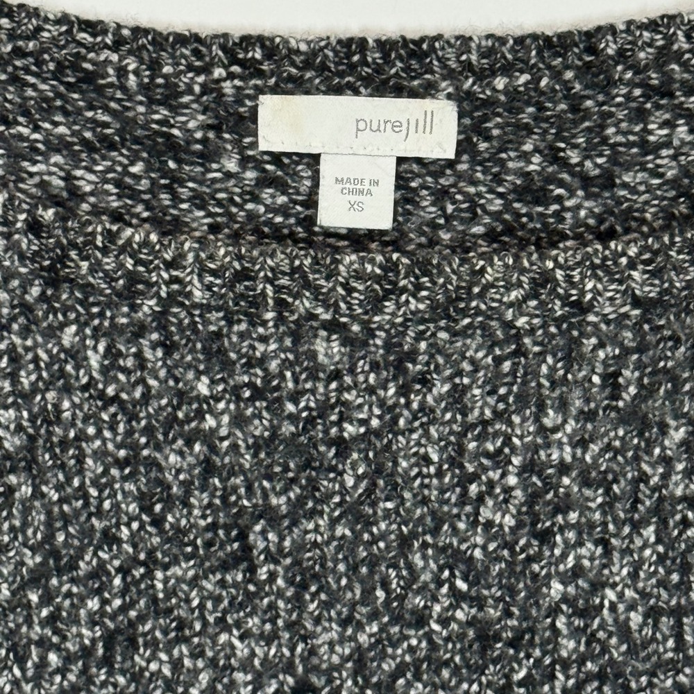 Pure Jill Sweater Womens XS Black Marled Asymmetrical Hem Wool Blend Pullover - Picture 3 of 10